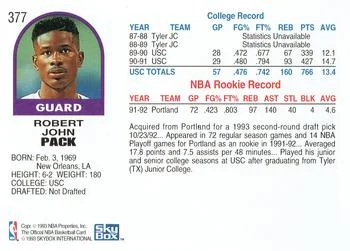 1992-93 Hoops Robert Pack #377 card back image