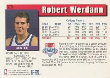 1992-93 Hoops Robert Werdann ROO #379 card back image
