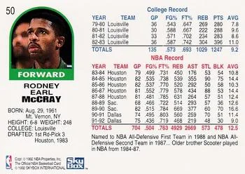 1992-93 Hoops Rodney McCray #50 card back image