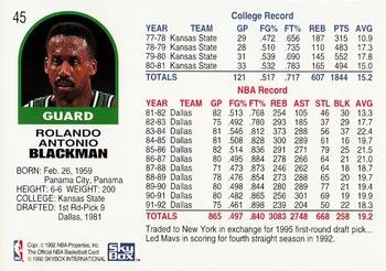 1992-93 Hoops Rolando Blackman #45 card back image