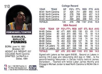 1992-93 Hoops Sam Perkins #110 card back image