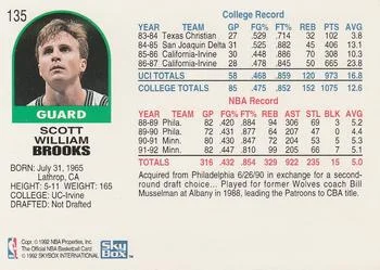1992-93 Hoops Scott Brooks #135 card back image