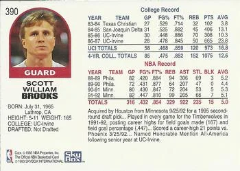 1992-93 Hoops Scott Brooks #390 card back image