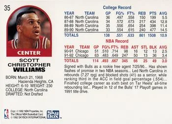 1992-93 Hoops Scott Williams #35 card back image