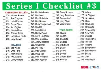 1992-93 Hoops Series I Checklist #3 CLChecklist: 230-350 #350 card image