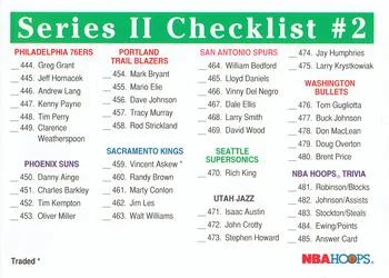 1992-93 Hoops Series II Checklist #2 CLChecklist: 444-490 and Inserts #490 card image