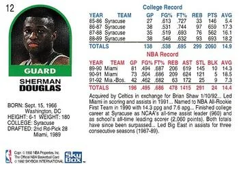 1992-93 Hoops Sherman Douglas #12 card back image