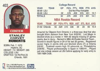 1992-93 Hoops Stanley Roberts #403 card back image