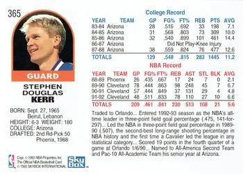 1992-93 Hoops Steve Kerr #365 card back image