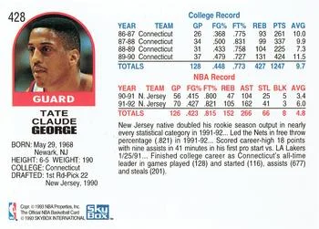 1992-93 Hoops Tate George #428 card back image