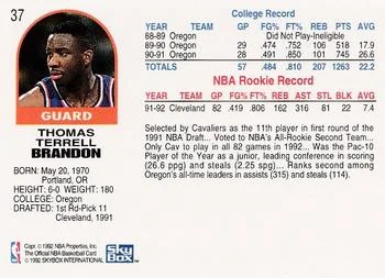 1992-93 Hoops Terrell Brandon #37 card back image
