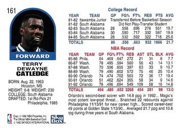 1992-93 Hoops Terry Catledge #161 card back image