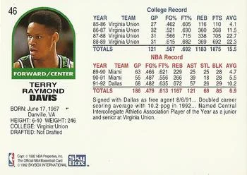 1992-93 Hoops Terry Davis #46 card back image