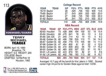 1992-93 Hoops Terry Teagle #113 card back image