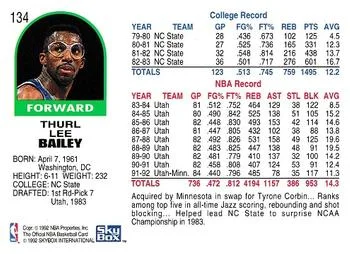 1992-93 Hoops Thurl Bailey #134 card back image