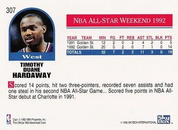 1992-93 Hoops Tim Hardaway #307 card back image
