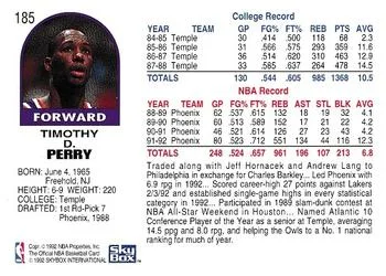 1992-93 Hoops Tim Perry #185 card back image