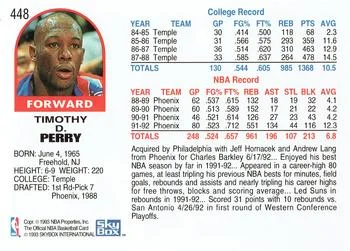 1992-93 Hoops Tim Perry #448 card back image