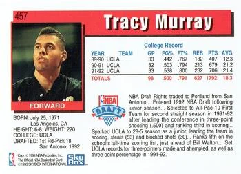 1992-93 Hoops Tracy Murray ROO #457 card back image