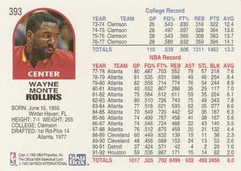 1992-93 Hoops Tree Rollins #393 card back image