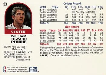 1992-93 Hoops Will Perdue #33 card back image