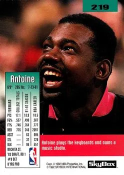 1992-93 SkyBox Antoine Carr #219 card back image