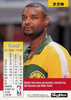 1992-93 SkyBox Benoit Benjamin #228 card back image