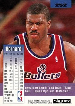 1992-93 SkyBox Bernard King #252 card back image