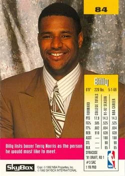 1992-93 SkyBox Billy Owens #84 card back image