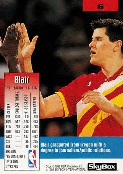 1992-93 SkyBox Blair Rasmussen #6 card back image