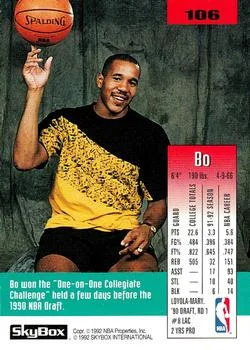1992-93 SkyBox Bo Kimble #106 card back image