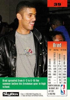 1992-93 SkyBox Brad Daugherty #39 card back image