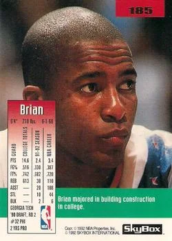 1992-93 SkyBox Brian Oliver #185 card back image