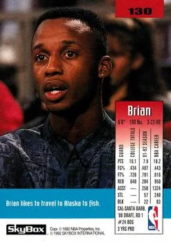 1992-93 SkyBox Brian Shaw #130 card back image