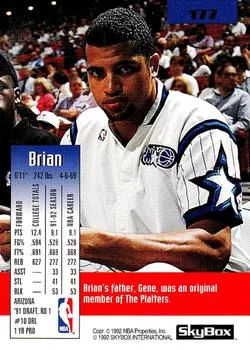 1992-93 SkyBox Brian Williams #177 card back image