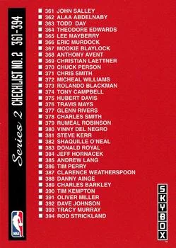 1992-93 SkyBox Checklist 2: 361-410 and Inserts #412 card image