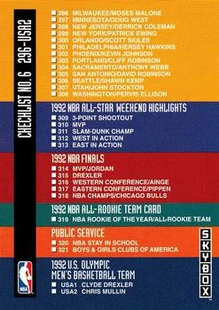 1992-93 SkyBox Checklist 6: 296-327 and Inserts #327 card image