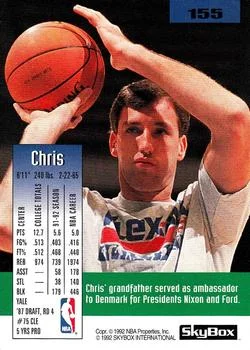 1992-93 SkyBox Chris Dudley #155 card back image