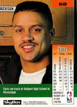 1992-93 SkyBox Chris Jackson #60 card back image