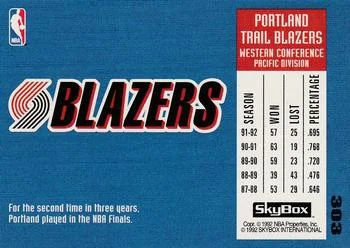 1992-93 SkyBox Cliff Robinson TT #303 card back image