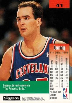1992-93 SkyBox Danny Ferry #41 card back image