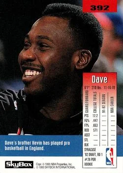 1992-93 SkyBox Dave Johnson ROO #392 card back image