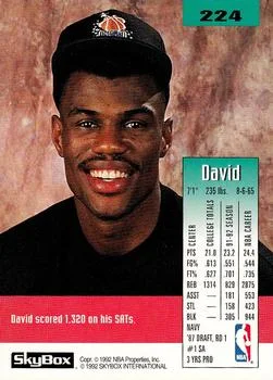 1992-93 SkyBox David Robinson #224 card back image