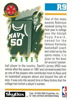 1992-93 SkyBox David Robinson Awards David Robinson Flagship Series #R9 card back image