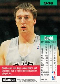 1992-93 SkyBox David Wood #346 card back image