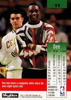 1992-93 SkyBox Dee Brown #11 card back image