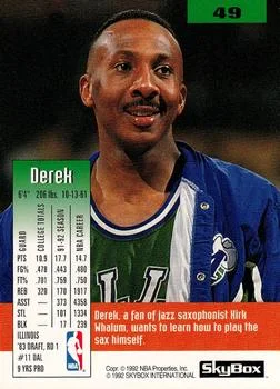 1992-93 SkyBox Derek Harper #49 card back image