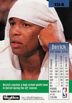 1992-93 SkyBox Derrick Coleman #154 card back image