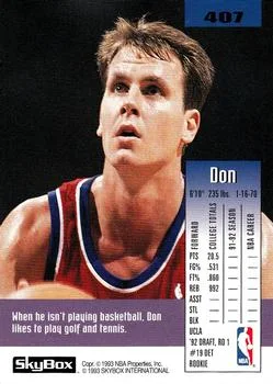 1992-93 SkyBox Don MacLean ROO #407 card back image