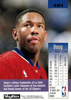 1992-93 SkyBox Doug Overton #401 card back image